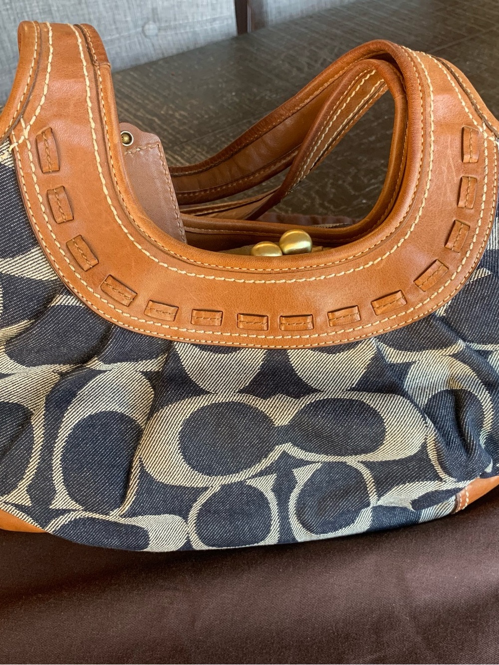 Coach Blue and Tan Ergo Hobo Denim Bag - Picture 3 of 7